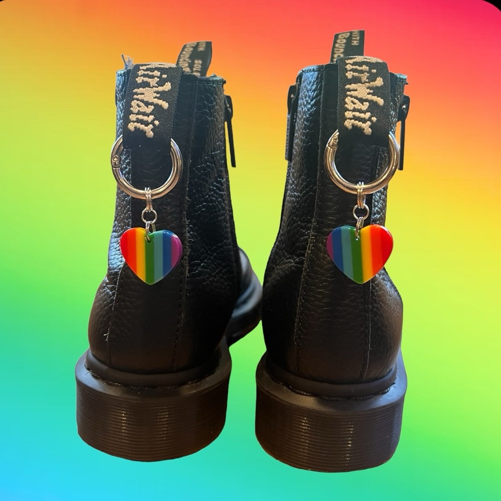 New - Set of 2 Rainbow heart boot doc charms